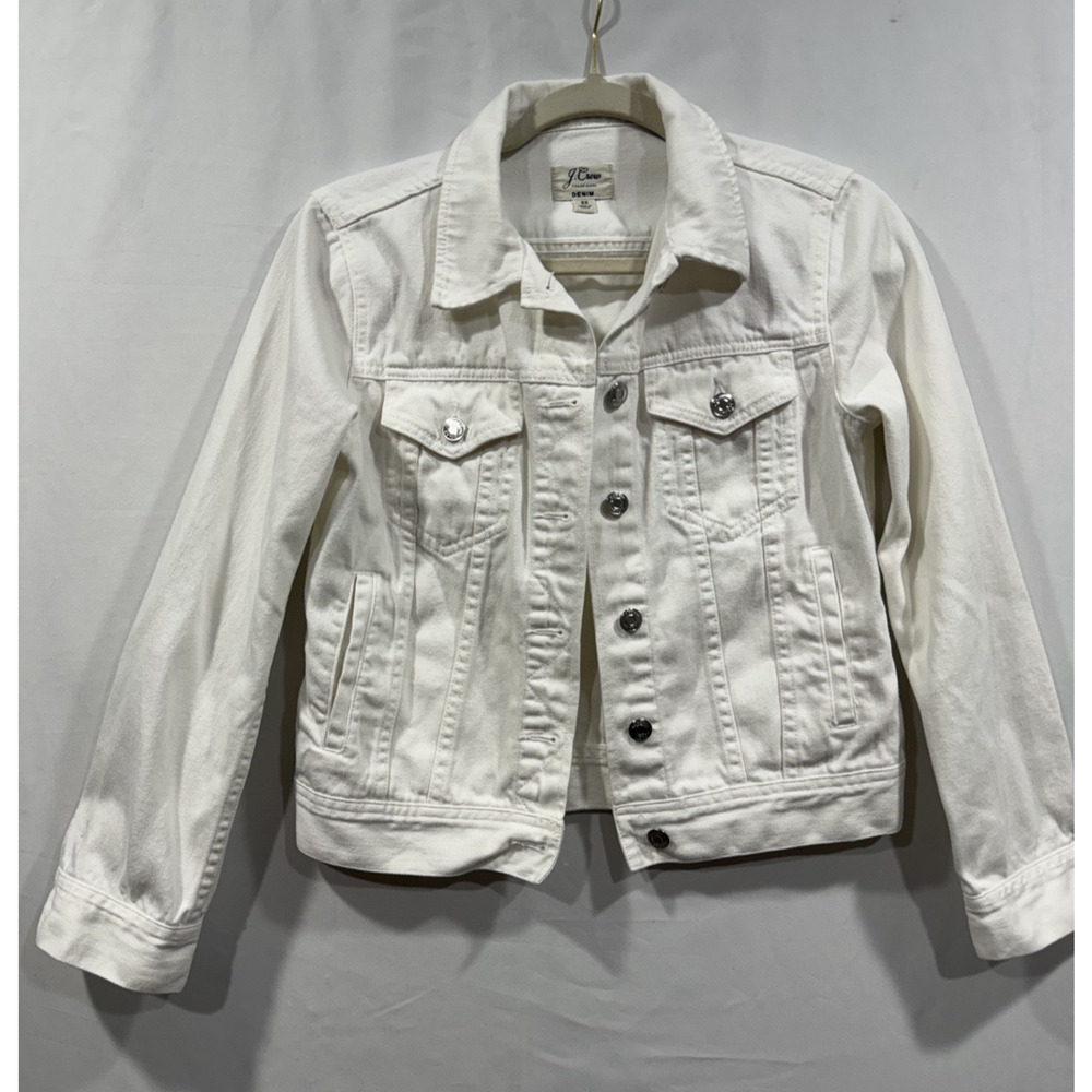 J. Crew Classic Jean Denim Jacket in White Wash Size XS Military Field Preppy